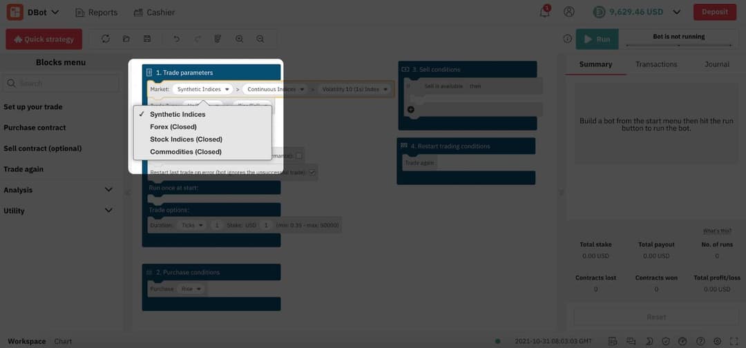 Markets to Trade on D Bot – Deriv's Trading Bot