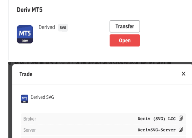 Von MT5 Derivedr SVG-Kontobroker und Server