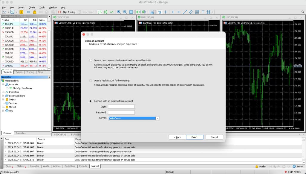 MT5-Desktop-App ein Konto öffnen
