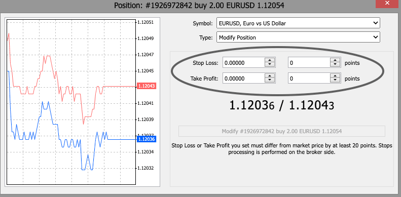 Stop-Loss- und Take-Profit-Funktionen auf Derivs MT5-Plattform