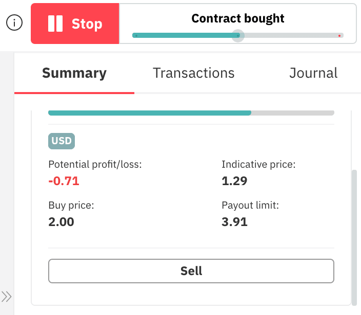 Verkauf Ihres Optionsvertrags auf D Bot – Deriv's Trading Bot