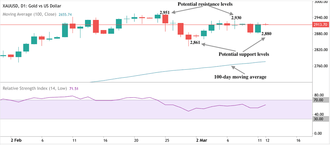 Gold price prediction 2025 – Gold’s potential support and resistance levels, indicating its role as a stable safe haven asset.