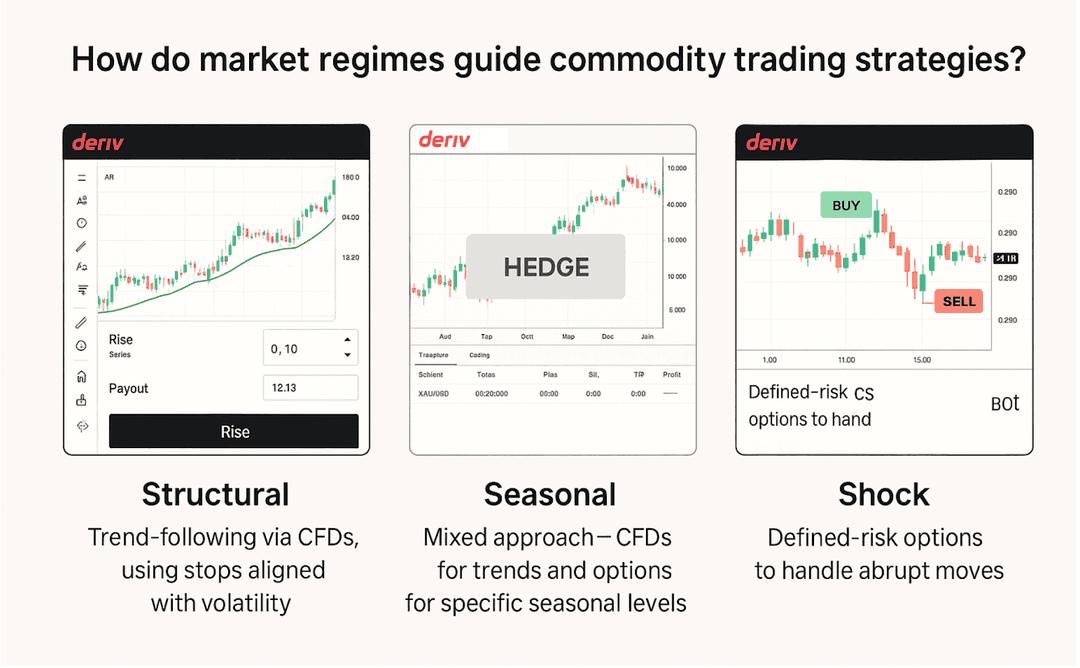 Screenshots or mock‑ups showing: an MA trend-following example on DTrader, a simple hedge on Deriv MT5, and an EMA crossover bot