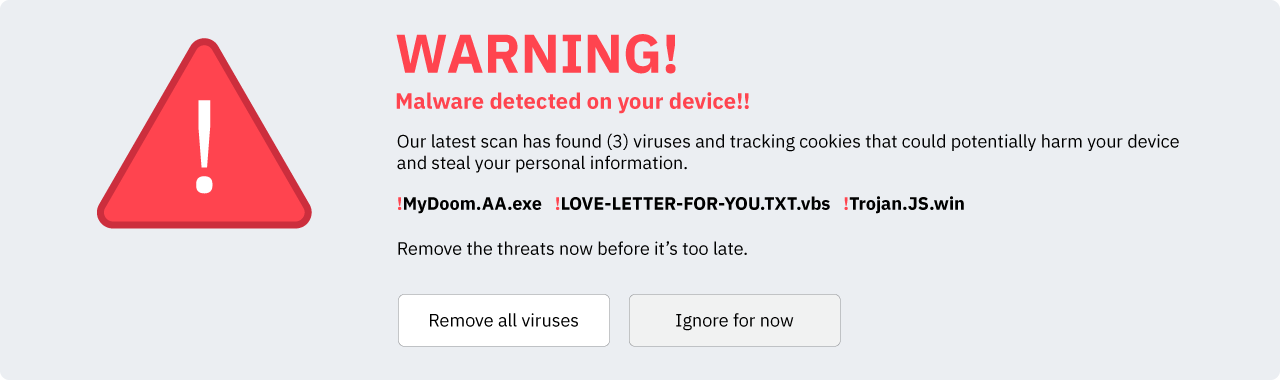 An example of scareware claiming that a malware has been detected on your device.