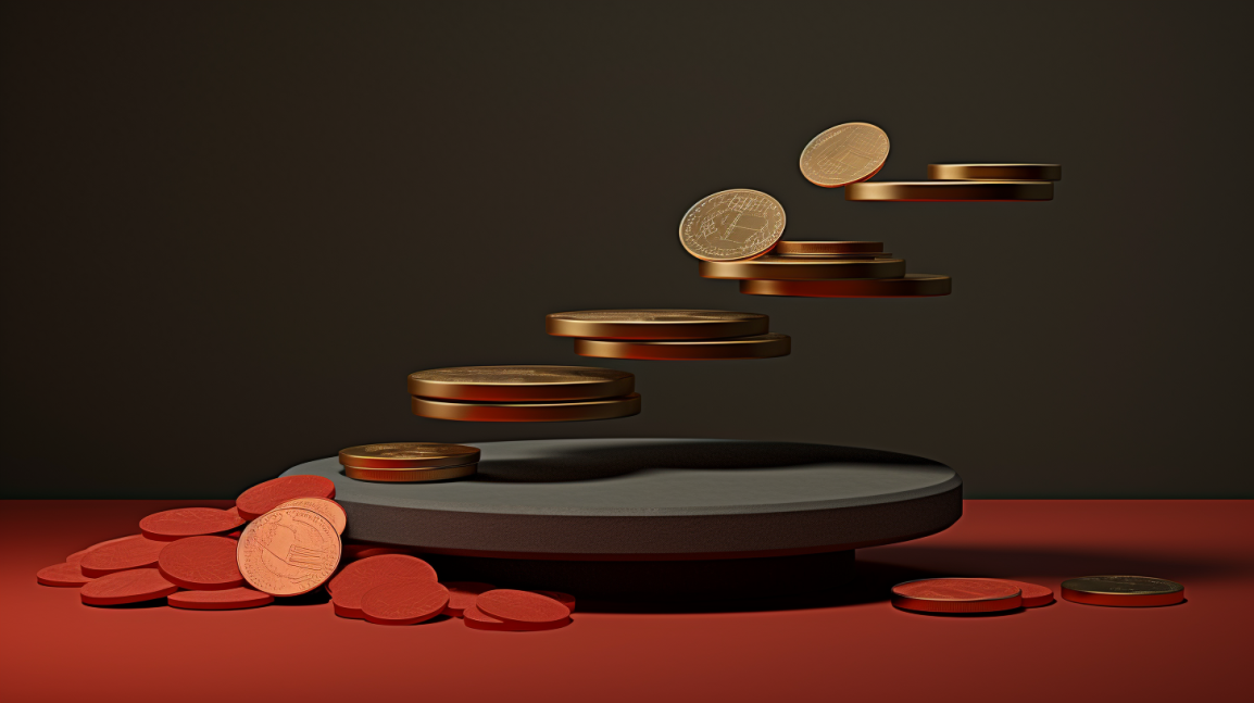 3D image of scales balancing gold bars and coins showing the rally